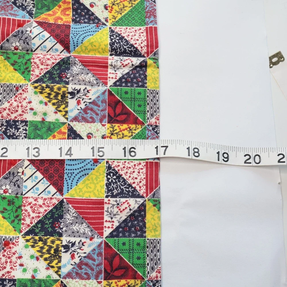Patchwork Print Quilted Table Runner Small Multicolor Excellent Hand‎ Tied